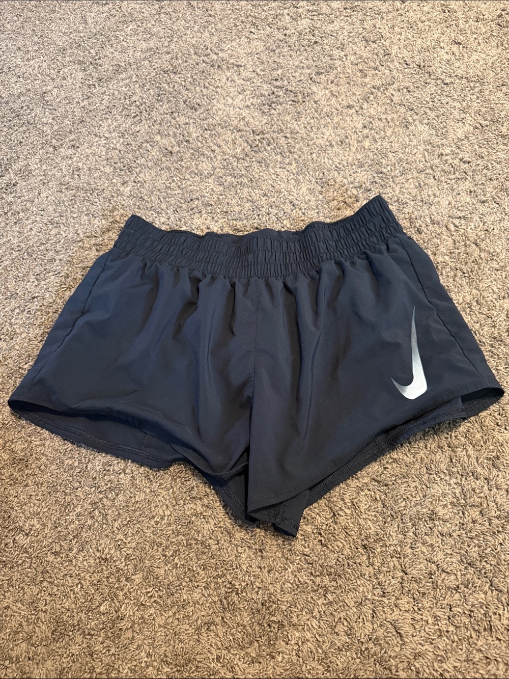 Nike Women's Black Athletic Running Shorts with White Swoosh